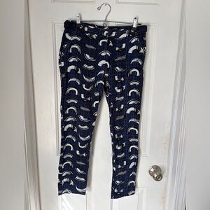 Cartonnier Navy and White Patterned Cigarette Pants from Anthropologie